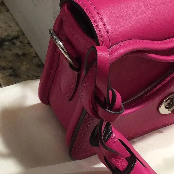 NEW Coach Legacy Leather Penny Shoulder Crossbody Bag 19914 Fuchsia Hot Pink - Picture 5 of 8